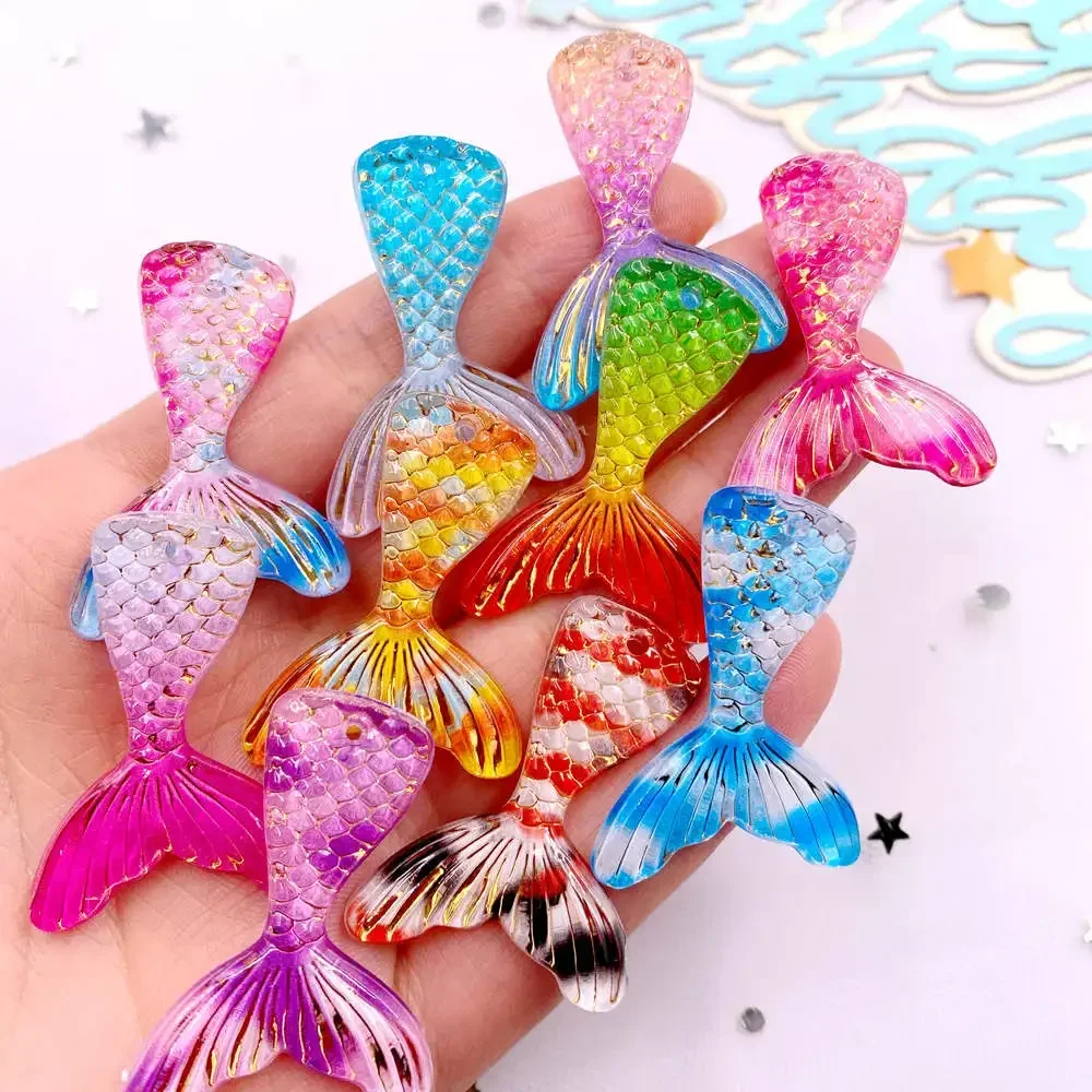Tv Art And Craft - 10pcs Glitter Colorful Resin Mermaid Tail
