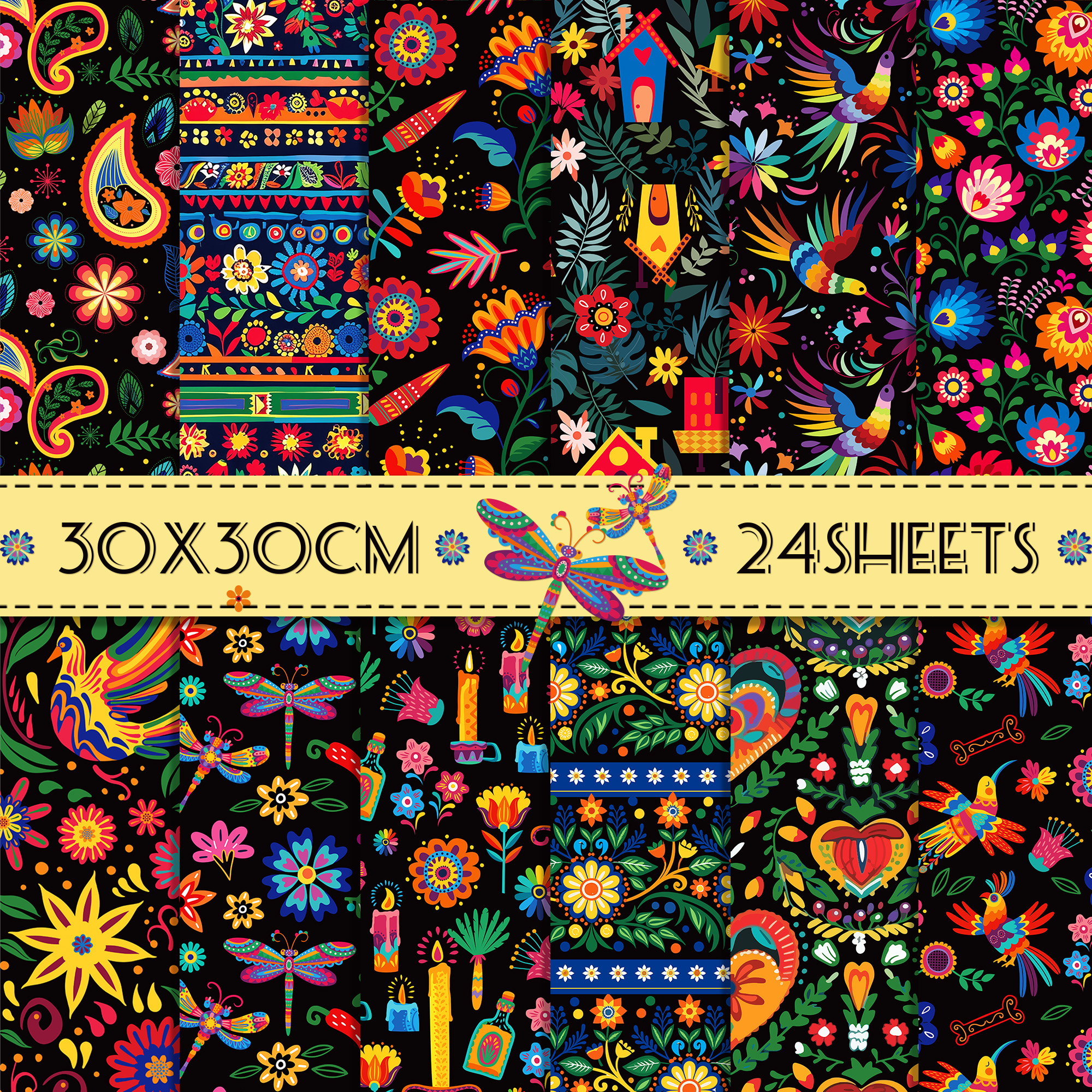 Art Craft Background - 24pcs Mexican Scrapbook Paper DIY Craft