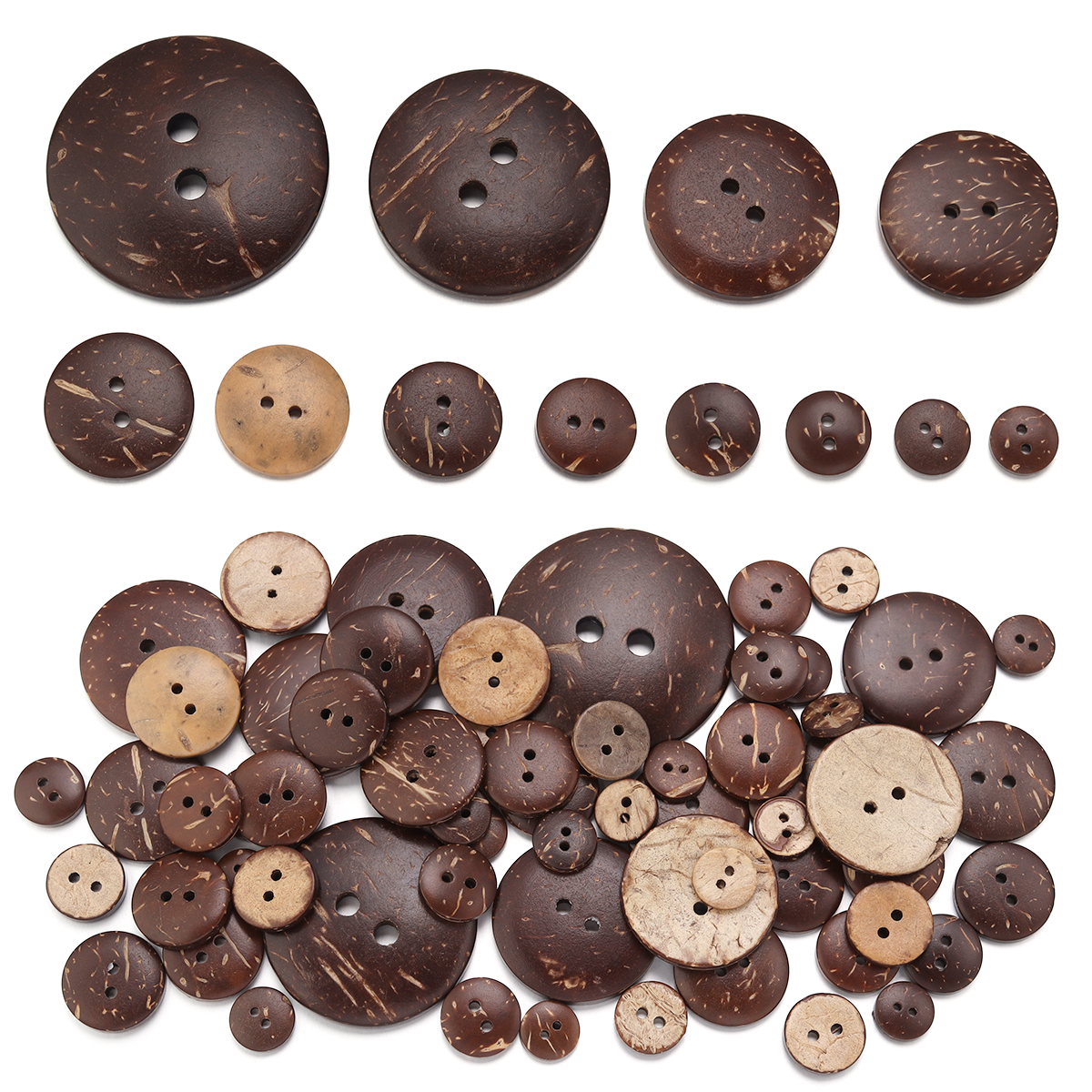 Art Craft Activity - 10-100Pcs Natural Coconut Shell Button Round