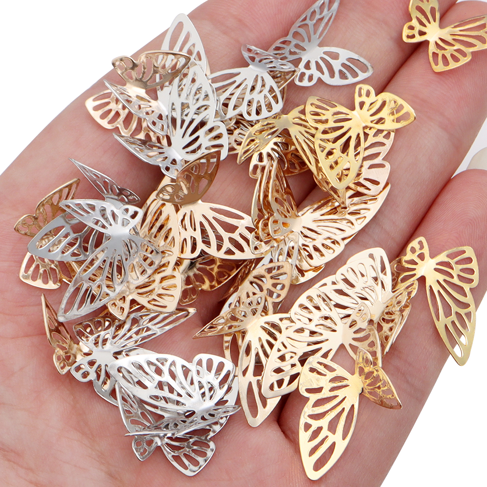 Art Craft Activity - 50-100pcs/lot 19x17mm Metal Iron Hollow Butterfly