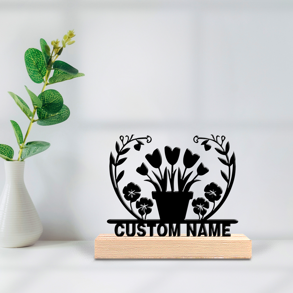 Art Craft Wood - 1pc flower grass Custom Text Iron