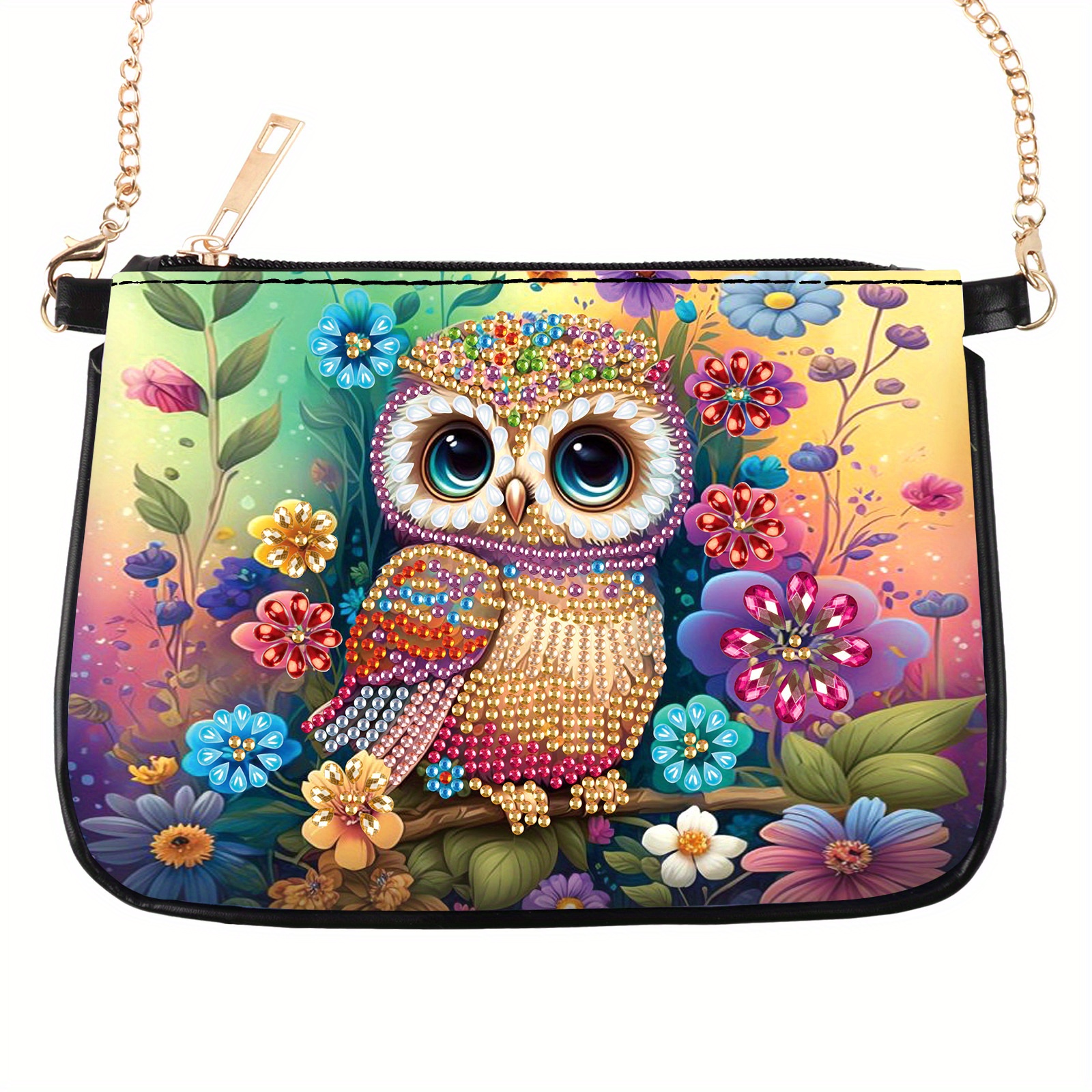 Unique Art Craft - Colorful Owl Diamond Art Painting bag