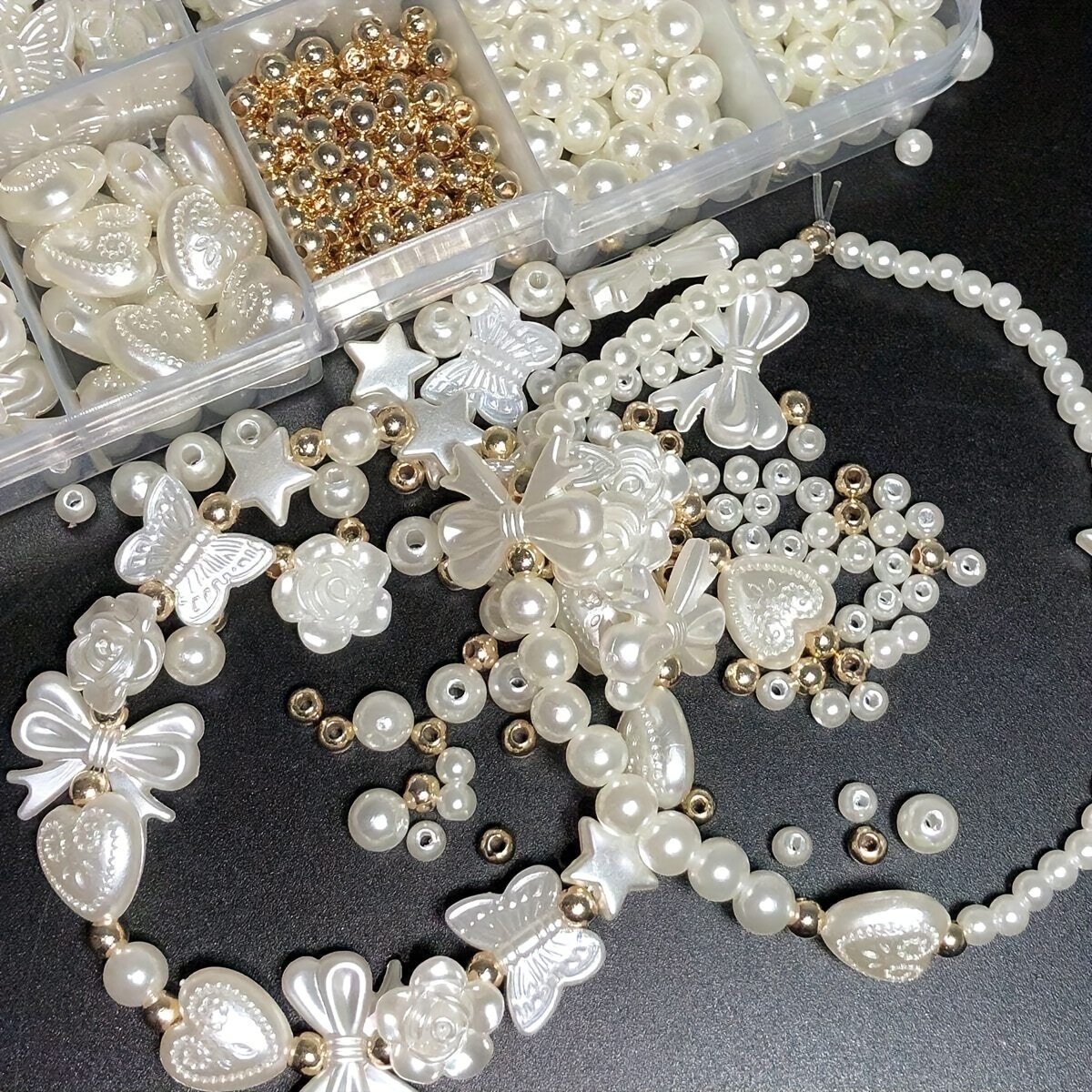 Art Craft Activity - 800Pcs White Mixed Acrylic Pearl Polished