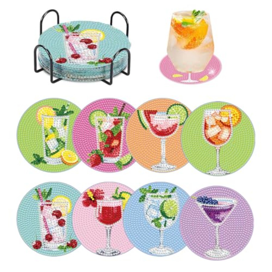 Art Craft Accessories - 8 PCS Diamond Art Coasters Kits,