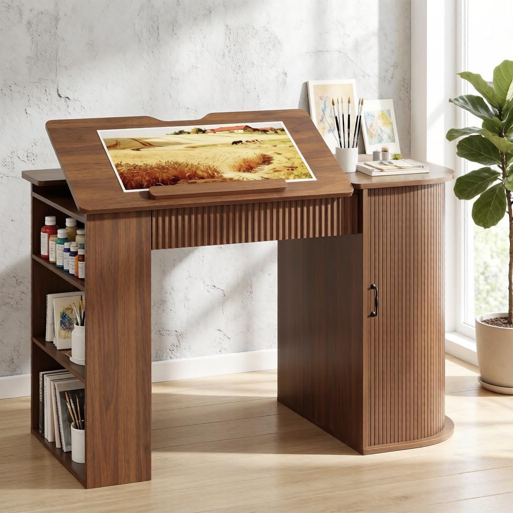 Art & Craft Of Problem Solving - Drafting Table with Storage Cabinet &