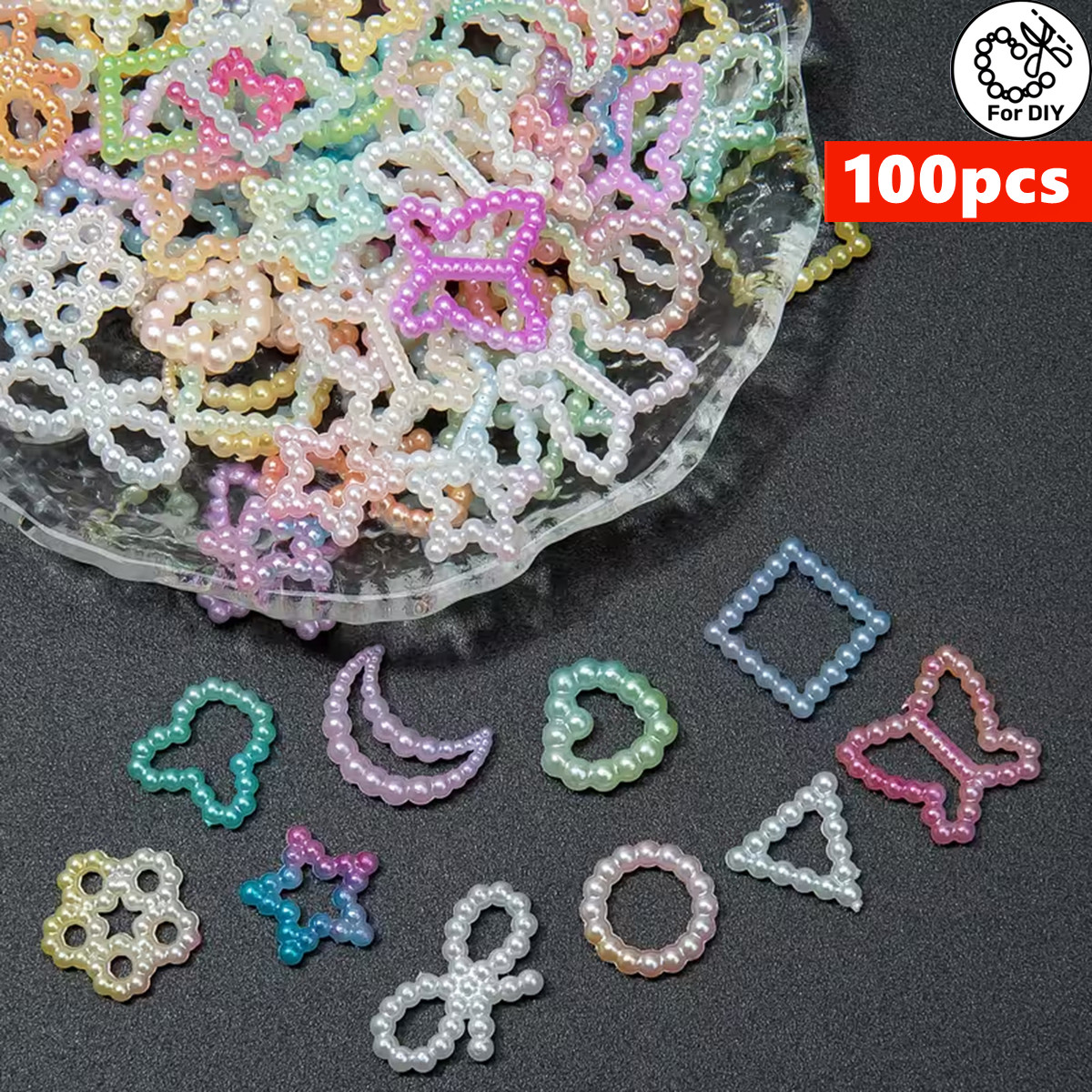 Art Craft Activity - 100pcs Multicolor 10-20mm Round Beads Multi-Shapes