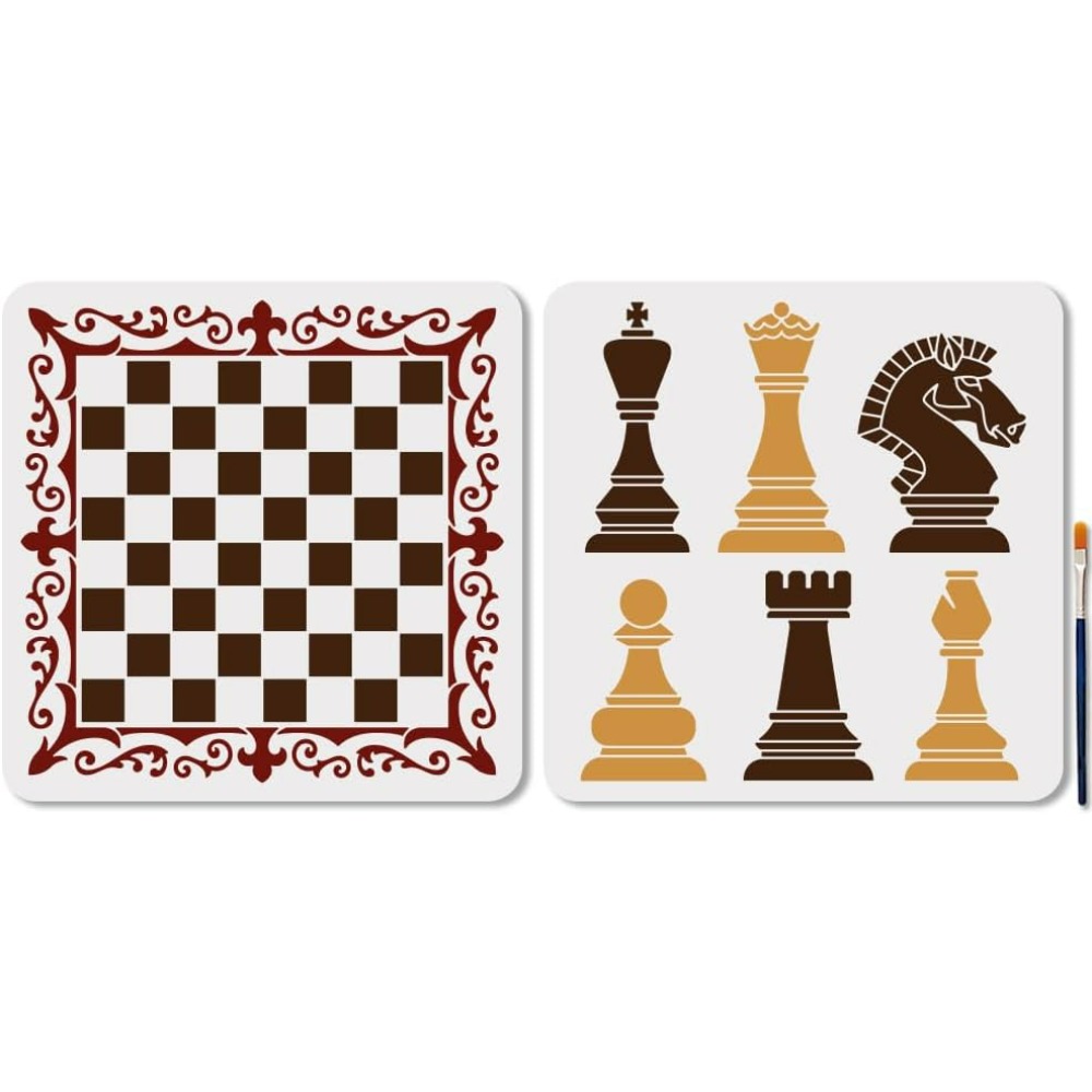 2Pcs Chess Pieces Stencil Lace - Art Craft Template recensione e prezzo