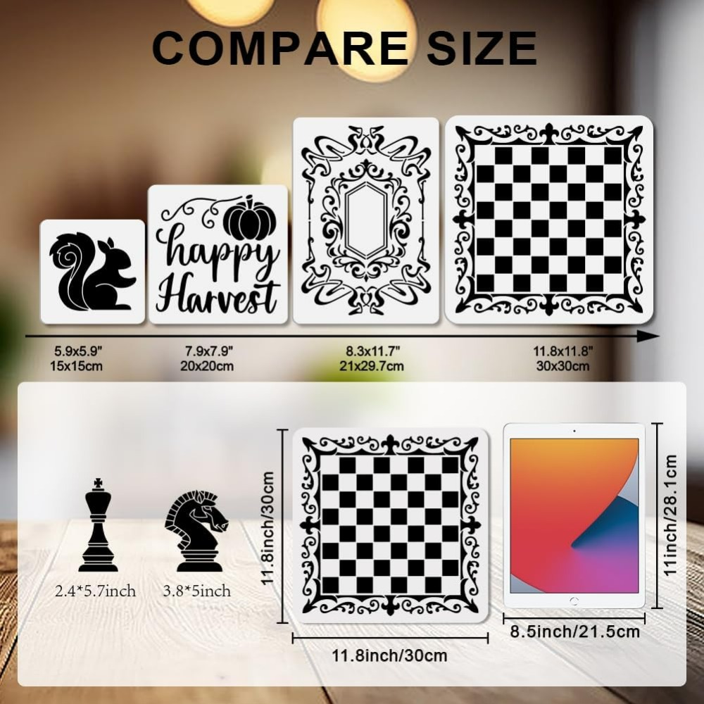 2Pcs Chess Pieces Stencil Lace - Art Craft Template recensione e prezzo