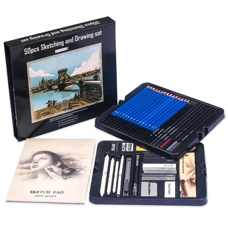 50 Pcs Sketching Pencil Set Wo - Sketching Charcoal Set recensione e prezzo