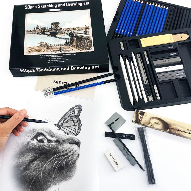 50 Pcs Sketching Pencil Set Wo - Sketching Charcoal Set recensione e prezzo