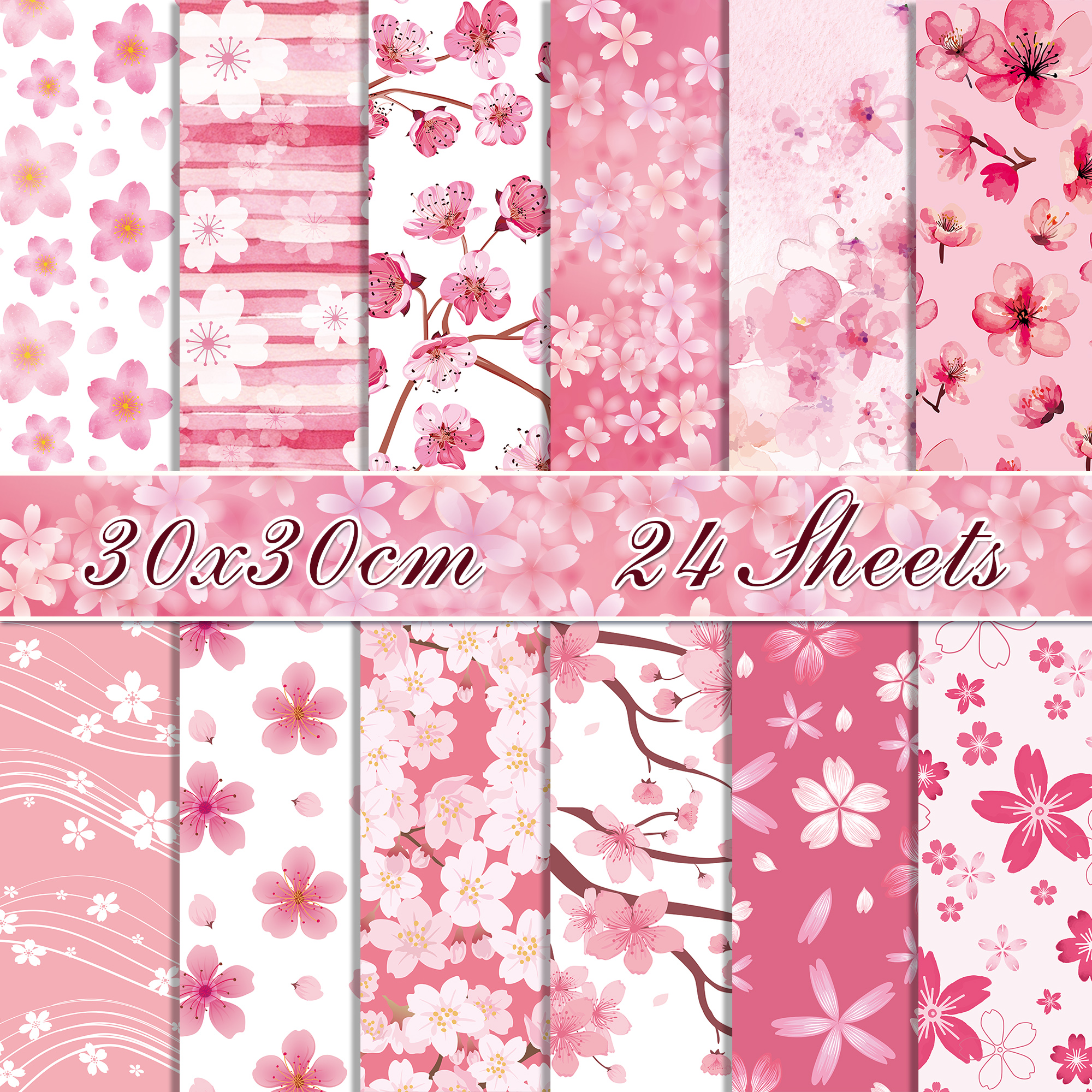 24pcs Cherry Blossoms Scrapboo - Art Craft Background recensione e prezzo