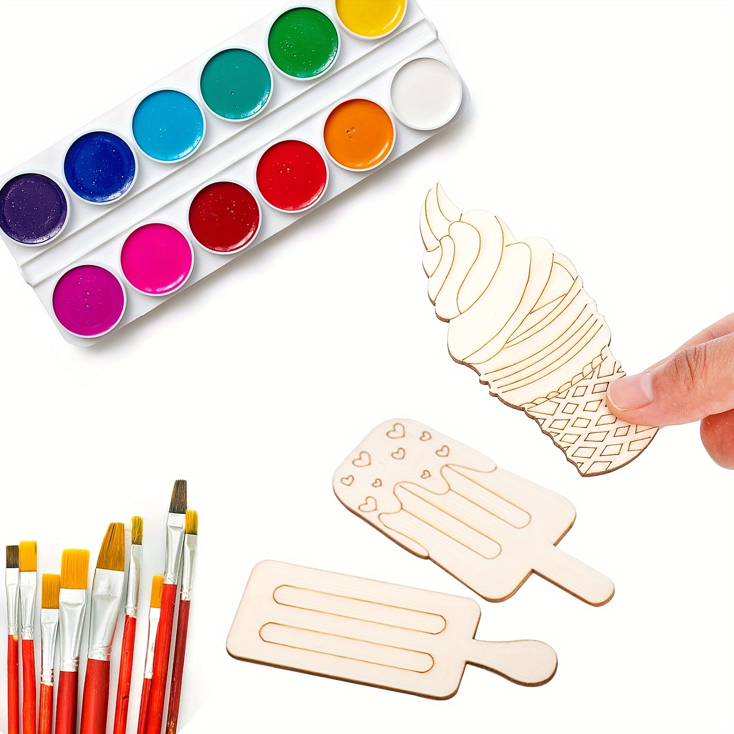 6/30pcs Ice Cream Wood Cutouts - Art Craft Doodle recensione e prezzo
