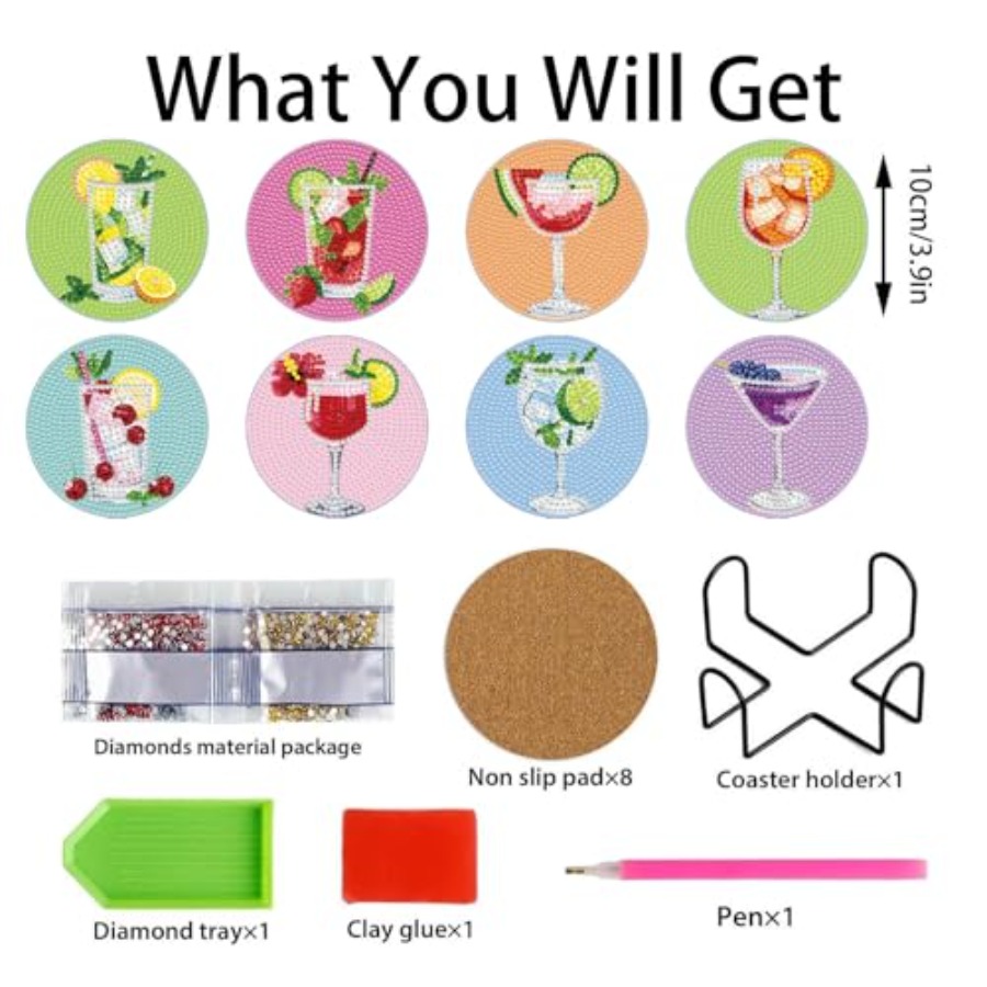 8 PCS Diamond Art Coasters Kit - Art Craft Accessories recensione e prezzo