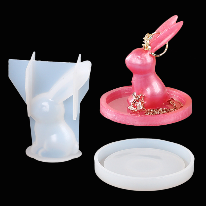 2Pcs 3D Bunny Ring Holder Sili - Art Craft Rabbit recensione e prezzo