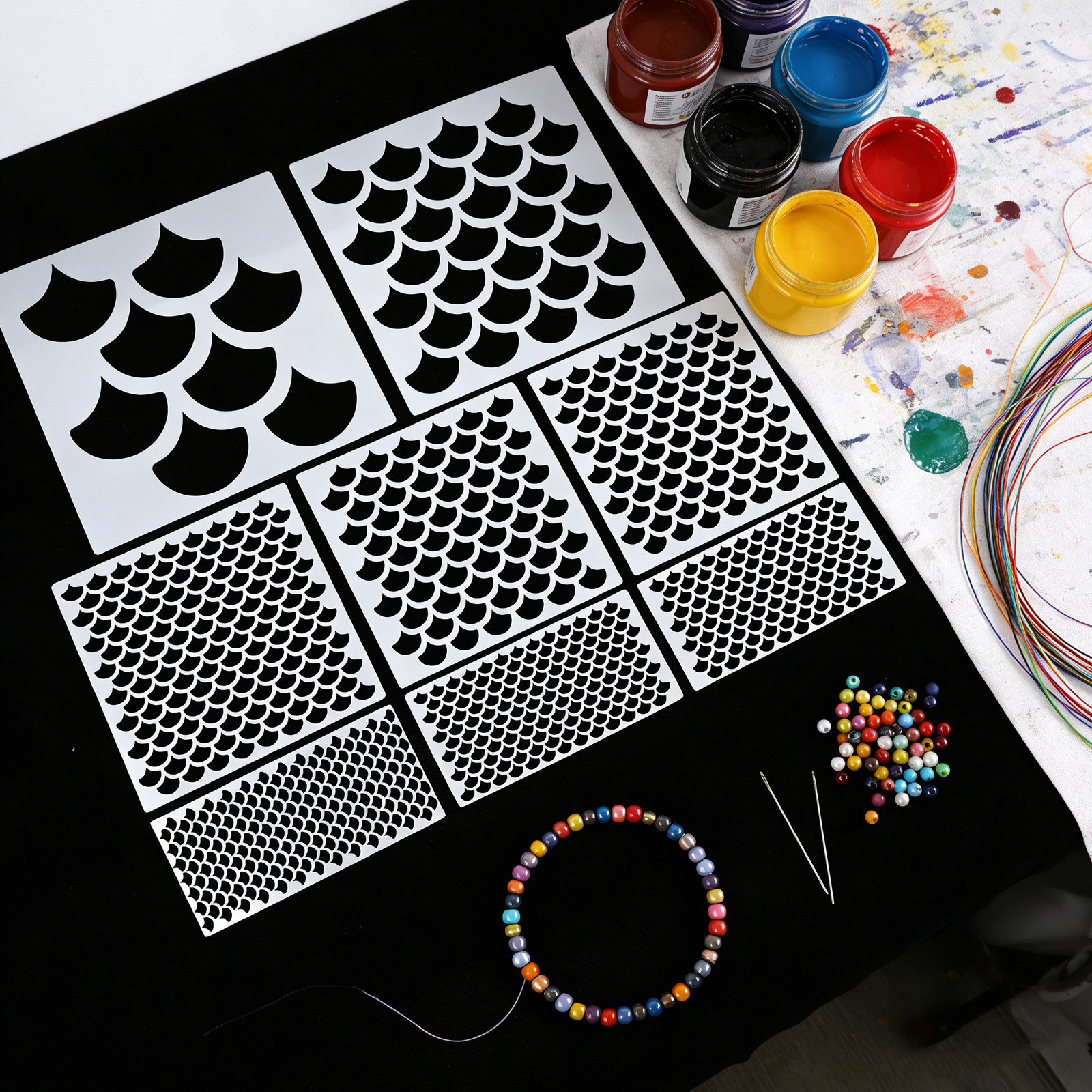 8pcs Scale Pattern Painting St - Art Craft Template recensione e prezzo