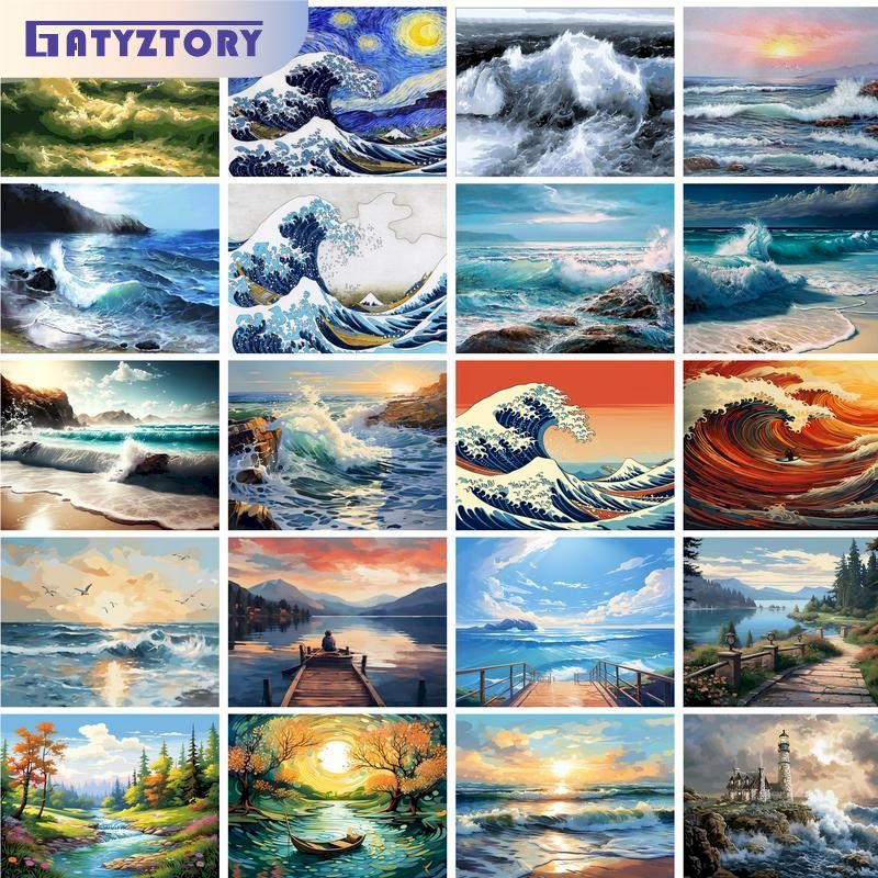 GATYZTORY Framed Ocean Beach R - Art Craft Number recensione e prezzo