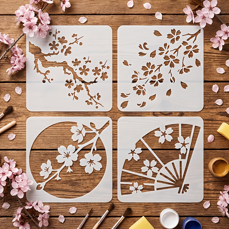 4PCS Japanese Cherry Blossom S - Art Craft Template recensione e prezzo