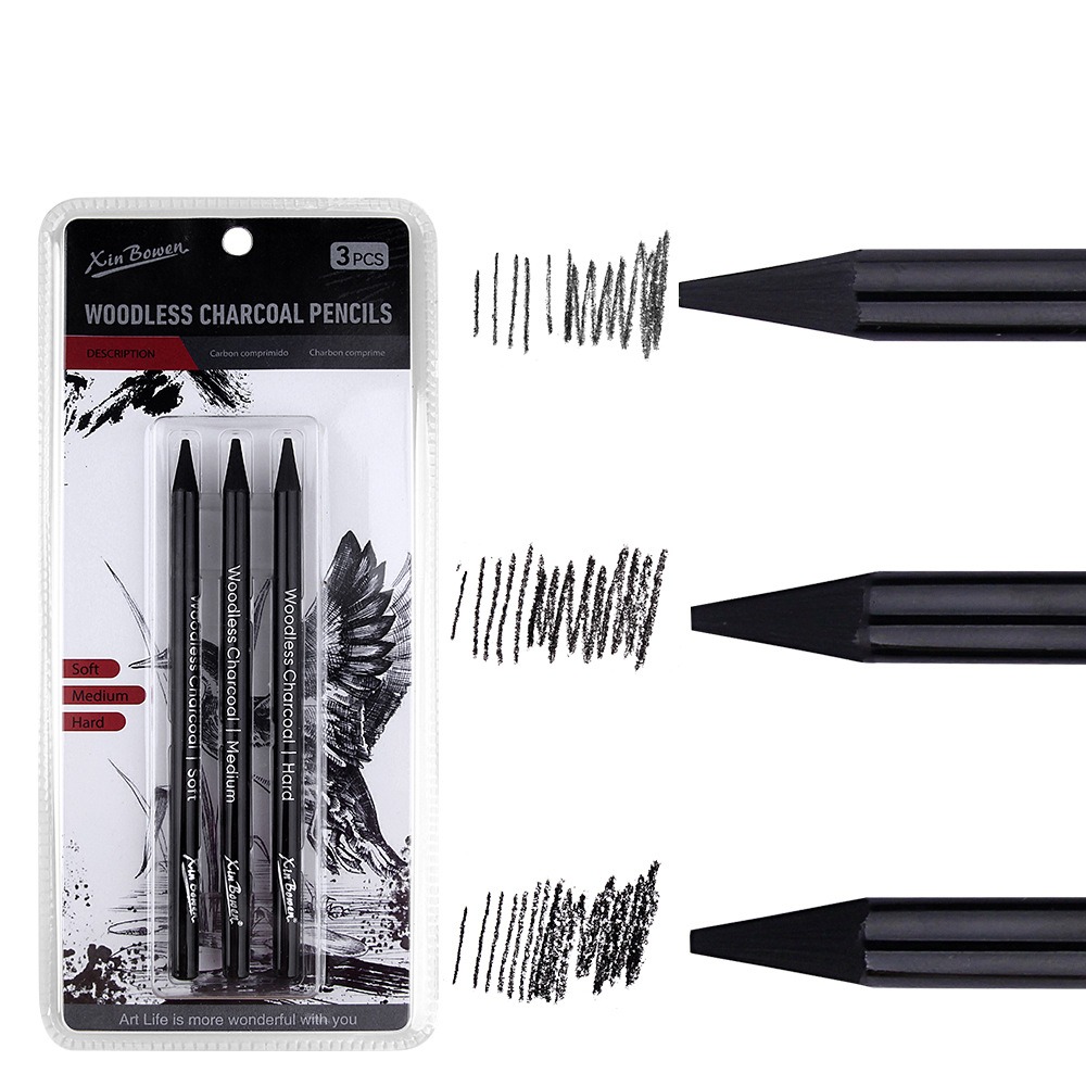 3Pcs Soft/Medium/Hard Charcoal - Sketching Charcoal Set recensione e prezzo